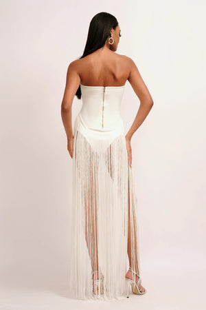 Tooshamy Strapless Fringe Dress Winteres