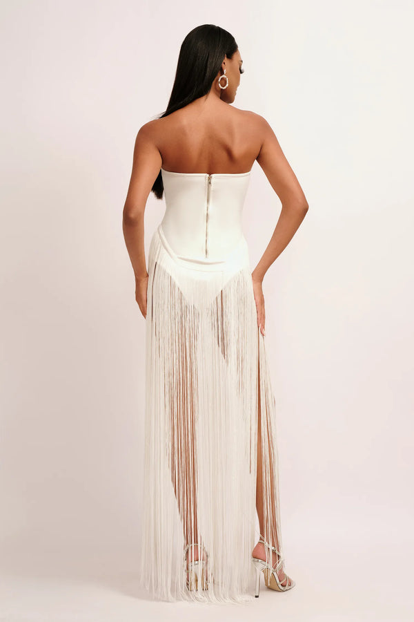 Tooshamy Strapless Fringe Dress Winteres