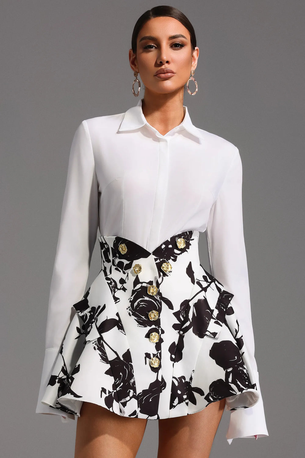 Set Two pieces Printing Skirt and Shirt Winteres