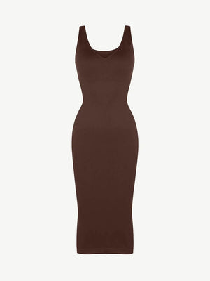 Tummy Control Shapewear Midi Dress – Sleeveless Bodycon Winteres
