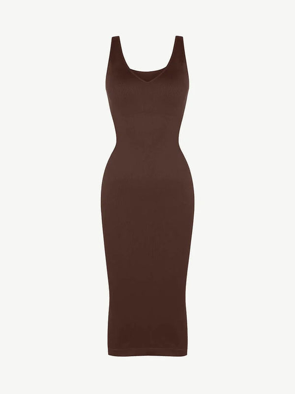 Tummy Control Shapewear Midi Dress – Sleeveless Bodycon Winteres