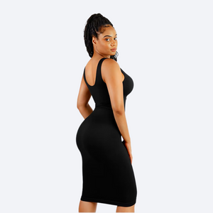 Tummy Control Shapewear Midi Dress – Sleeveless Bodycon Winteres
