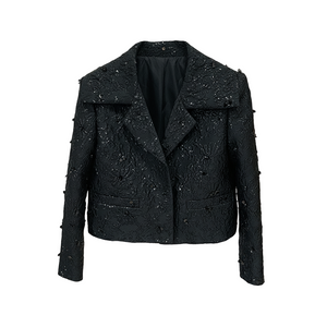 Black textured jacket on a white background