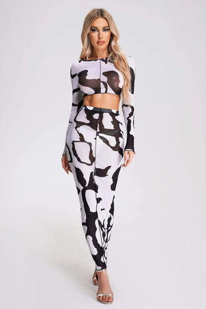 Top and Skirt Black White Two Piece Winteres