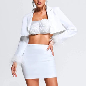 Three-piece set, blazer and feather skirt Winteres