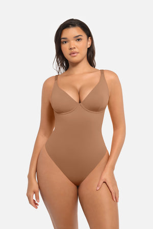 Seamless V Neck Tummy Control Bodysuit Sculpting Winteres