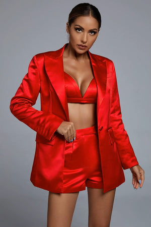 Blazers Bra and Short Pant Ladies Suit Three Piece Winteres