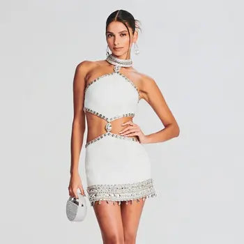 Sexy Celebrity Cut Out Halter Dress