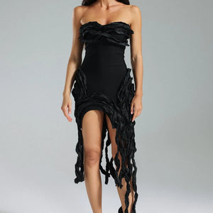 Verna Strapless Irregular Fringe Dress Winteres