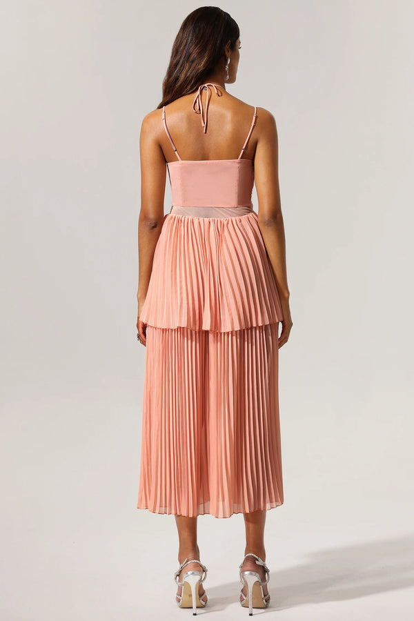 Glamour Teela Halter Folds Maxi Dress Winteres