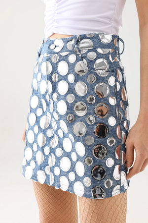 Casual Denim Polka Dot Skirt Winteres