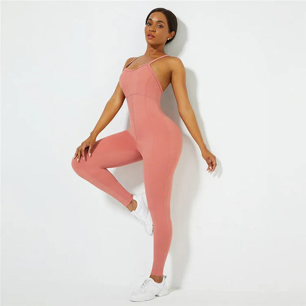Cross Back Scrunch Butt Activewear Jumpsuit Winteres