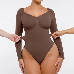 Seamless Tummy Control Bodysuit Shaping Thong Long Sleeve Winteres