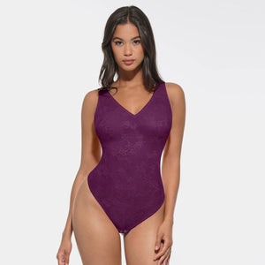 Deep V-neck mesh shaping bodysuit lace jumpsuit Winteres