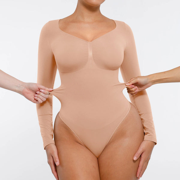 Seamless Tummy Control Bodysuit Shaping Thong Long Sleeve Winteres