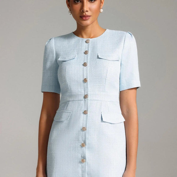 Bella Barnett Women LadiesIgnacia Embellished Button Mini Ladies Summer Elegant Vestido Casual Dress Winteres