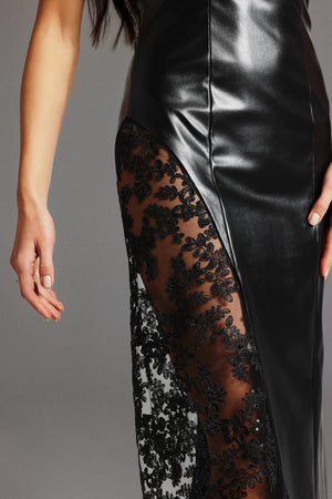 Loretta Lace Eco-Leather Tube Midi Dress Winteres