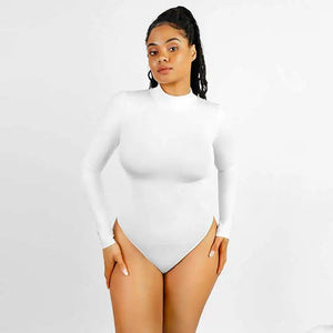 Seamless Eco-friendly Turtle Neck Long - Sleeve Thong Bodysuit Winteres