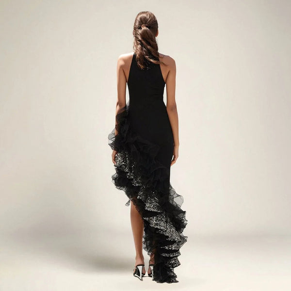 Meshrine asymmetrical Maxi dress Winteres