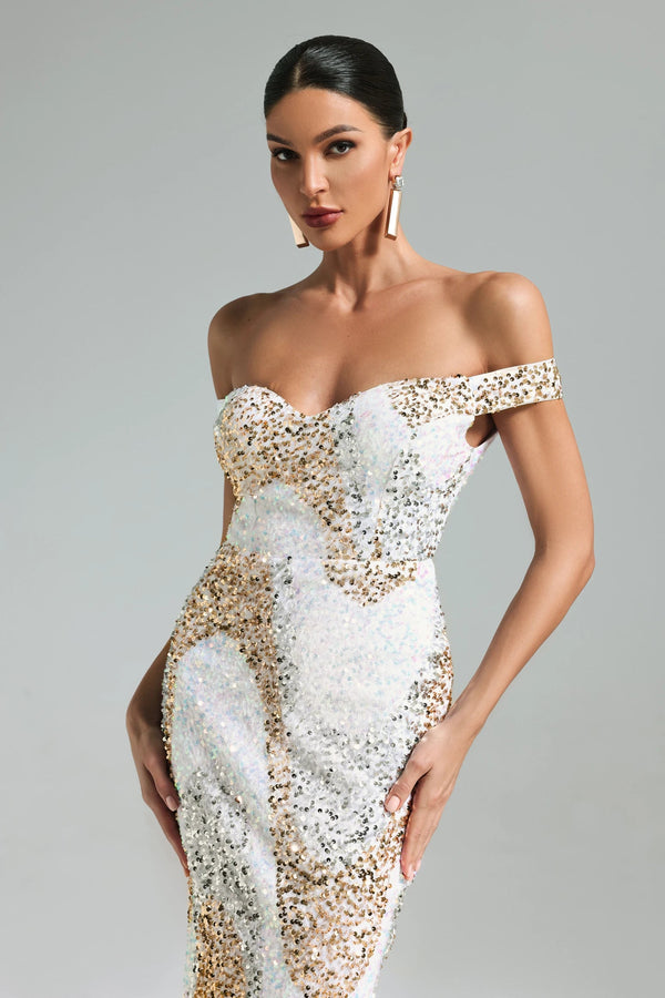 Jellay Sequins One Shoulder Midi Dress Winteres