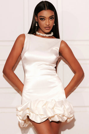 Elianor White Slim Satin Mini Dress Winteres