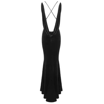 Velvet Black Long Maxi Dress
