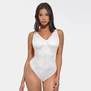 Deep V-neck mesh shaping bodysuit lace jumpsuit Winteres