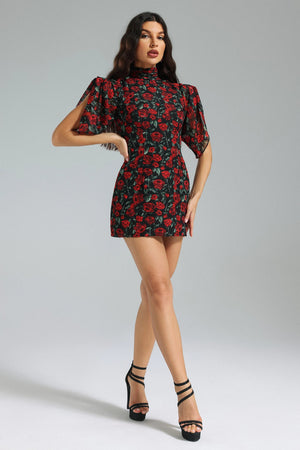 Sharla Floral Slit Sleeves Mini Dress Winteres