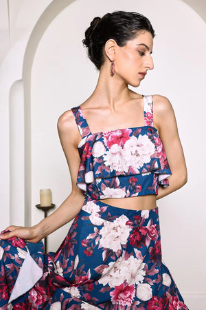 Zarinny Flower Printed Ruffled Set Winteres