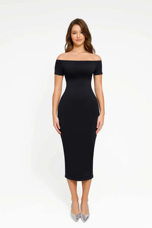 Long Sleeve Bodycon Midi Dress – Tummy Compression Seamless Winteres
