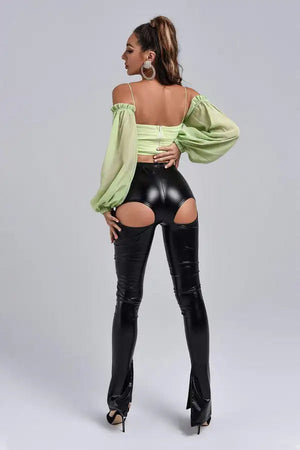 Long Sleeved Spaghetti Strap Crop Top Winteres