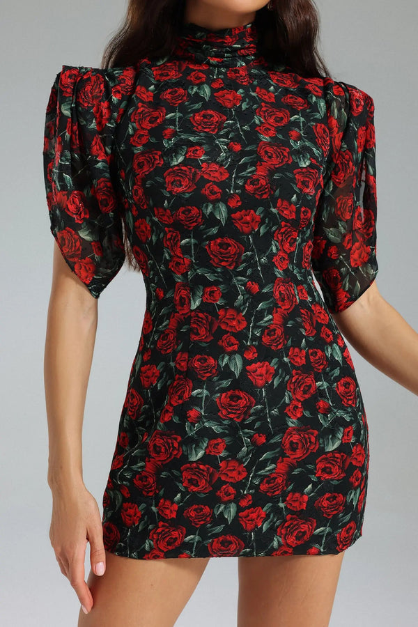 Sharla Floral Slit Sleeves Mini Dress Winteres