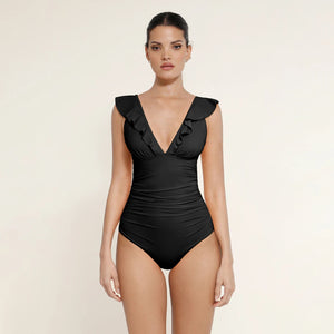 Lace-up bikini swimsuit with ruffles on the shoulders, shaping effect Winteres