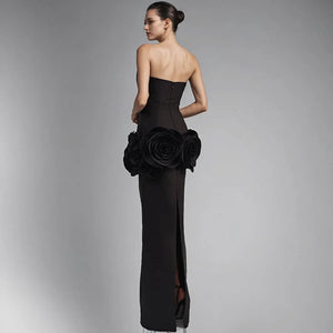 Wholesale Womens Clothing 2025 Ladies Prom Dresses 3D Flower Elegant Black Long Evening Gowns Engagement Party Dress for Women Winteres