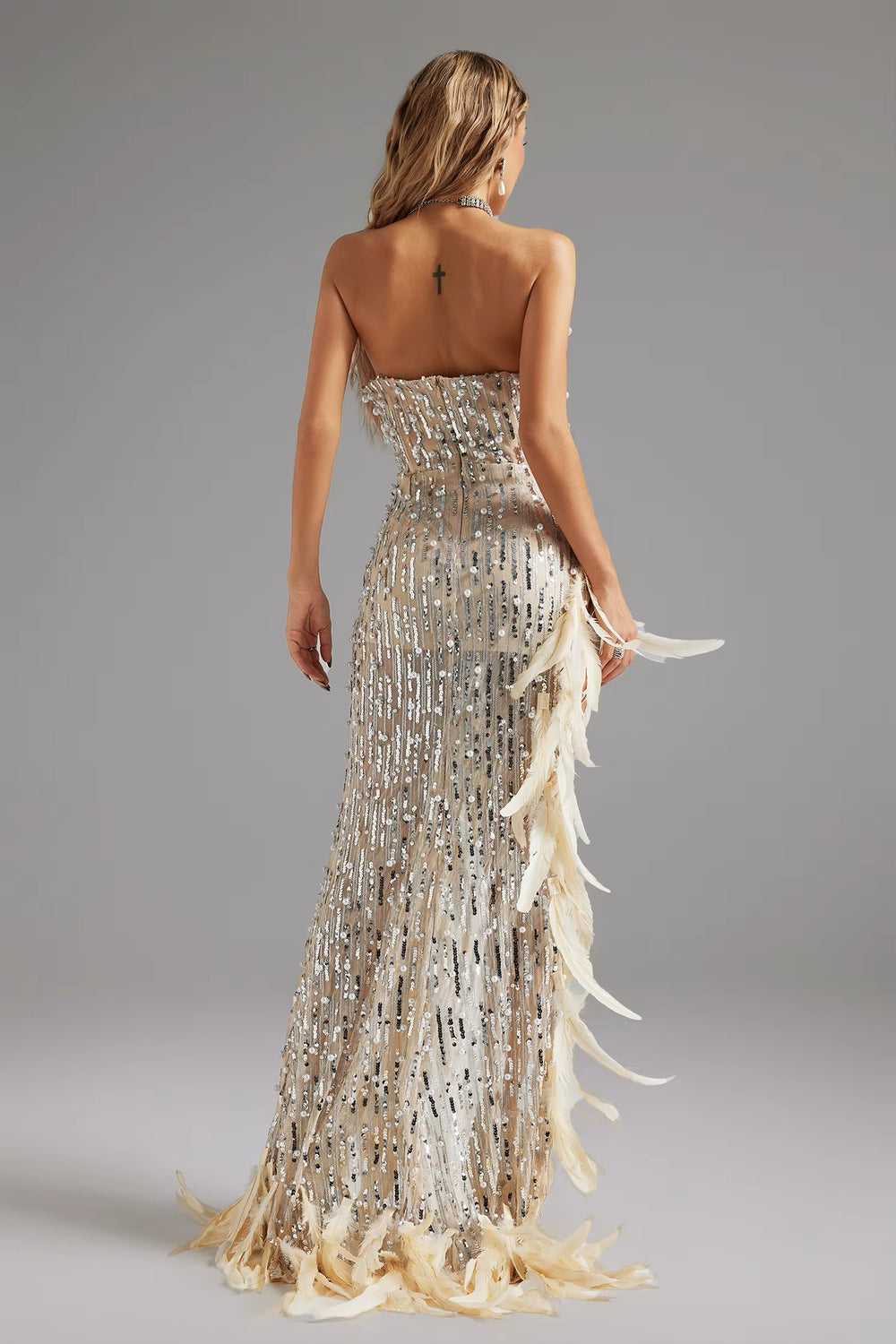 Bella Barnett LadiesUerzay Plume Sequined Maxi Dress Ladies Women Sexy Elegant Bodycon Birthday Party Cocktail Dresses Winteres