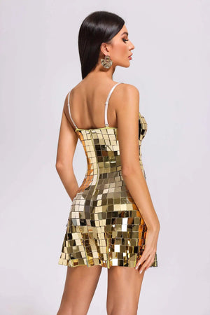 Paris Mini Gold Metallic Mirror Dress Winteres
