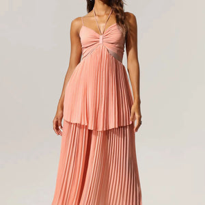 Glamour Teela Halter Folds Maxi Dress Winteres