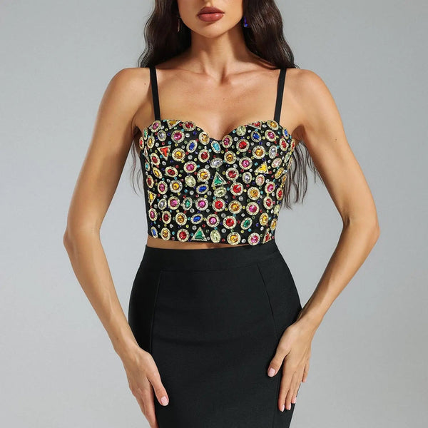 Yuyo Geometrical Diamante Top Elegant Winteres