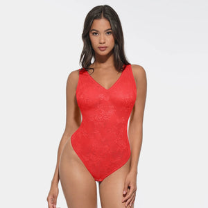 Deep V-neck mesh shaping bodysuit lace jumpsuit Winteres