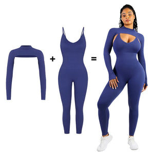Set Seamless High Stretchy Tummy Control Jumpsuit With Removable cup pads Winteres