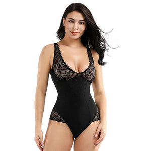 Queen Black Mesh & Lace Bodysuit – One-Piece Shapewear Winteres