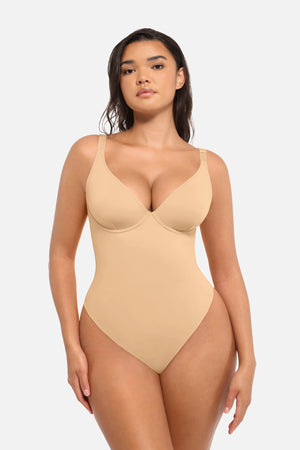 Seamless V Neck Tummy Control Bodysuit Sculpting Winteres
