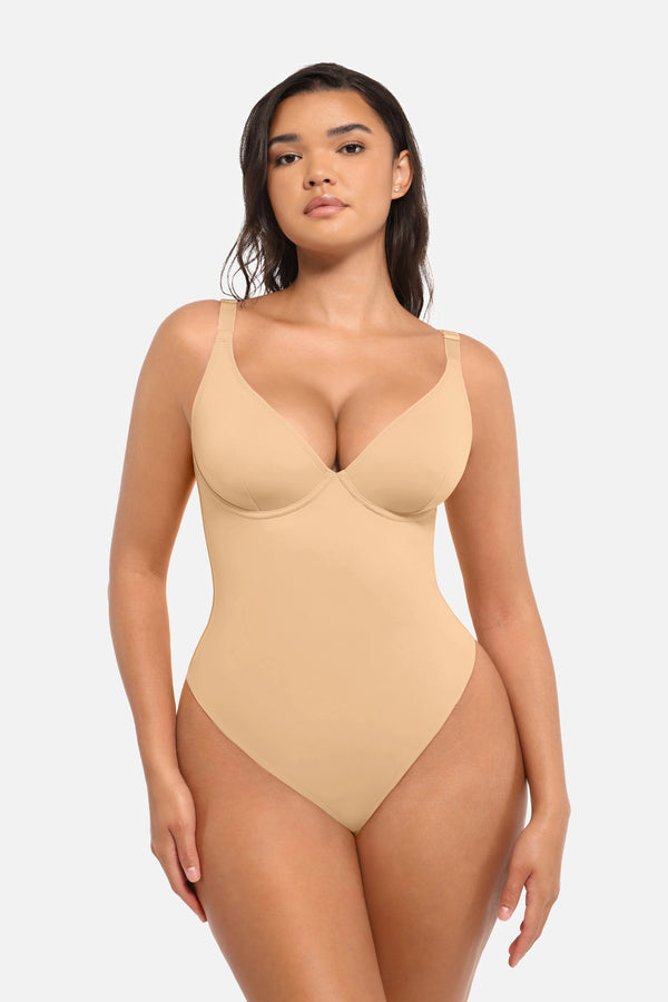 Seamless V Neck Tummy Control Bodysuit Sculpting Winteres