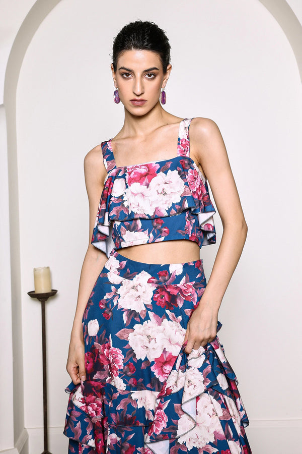 Zarinny Flower Printed Ruffled Set Winteres