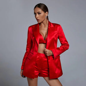 Blazers Bra and Short Pant Ladies Suit Three Piece Winteres