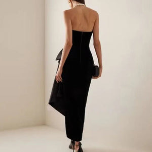 2025 New Black Elegant Sexy Long Dress Irregular Design Sense Sleeveless Women Evening Party Dress Winteres