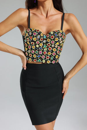 Yuyo Geometrical Diamante Top Elegant Winteres