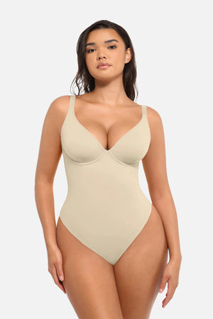 Seamless V Neck Tummy Control Bodysuit Sculpting Winteres
