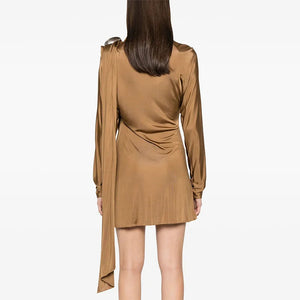 Didi High Neck Splice Ribbon short Dress Winteres