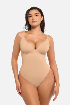 Seamless V Neck Tummy Control Bodysuit Sculpting Winteres